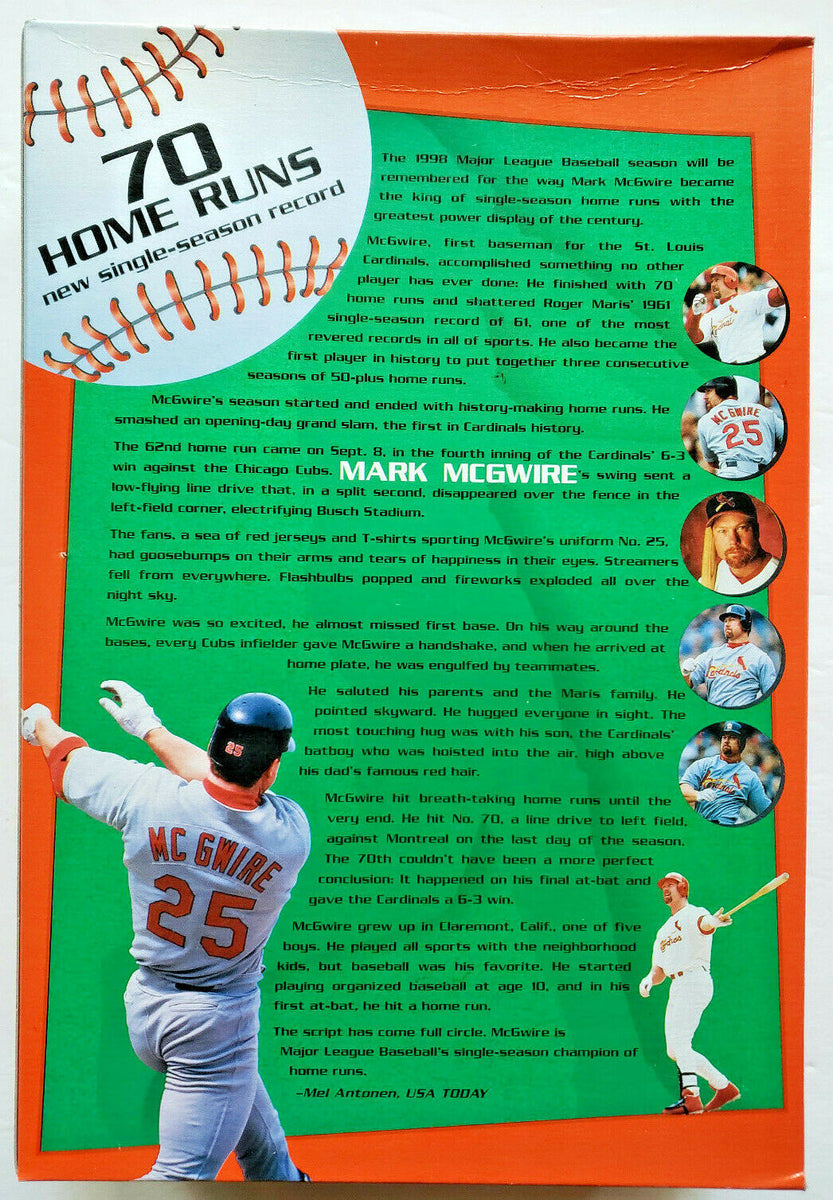 Vintage Mark Mcgwire 70 Home Runs in 1998 Wheaties Cereal Box 