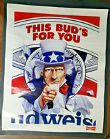Vintage 1986 Uncle Sam Budweiser Beer Store Sign Old Stock