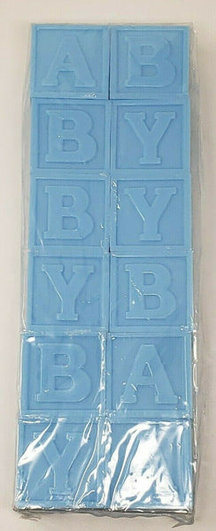 Vtg Baby Shower Fillable 2" Plastic Blocks Favors Party Decorations 12 Blue