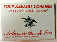 Vintage Anheuser Busch Four Eagle Coasters 24K Hand-Painted Gold Band 1996 U139