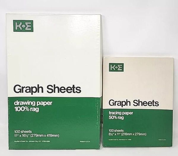 K+E Keuffel & Esser 100 Graph Sheets 8.5x11" Drawing Paper Vintage WS7C