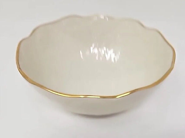 Lenox China Greenfield Sylvan Bowl 24K Gold Trim Sculpt Leaf - 4.5" CSB