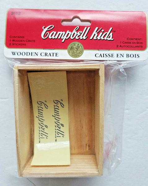 Vintage 1995 Fibre Craft Campbell Soup Kids Wooden Crate U51
