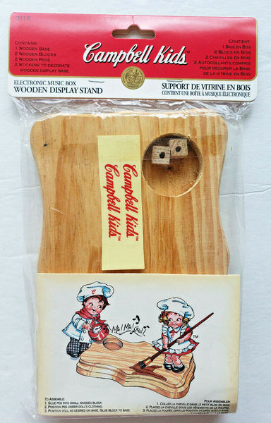 VTG 1995 Fibre Craft Campbell Soup Kids Wooden Display Stand Holds Music Box U43