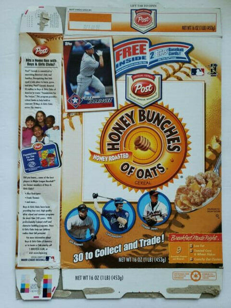 POST HONEY BUNCHES OF OATS EMPTY CEREAL BOX ALEX RODRIGUEZ (NOT INCLUDED) 2002