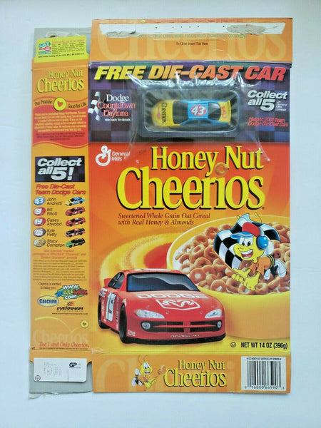 2001 Honey Nut Cheerios Empty Cereal Box with Die Cast Car # 43 U198/7