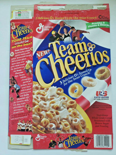 GENERAL MILLS TEAM CHEERIOS EMPTY CEREAL BOX 1997 SKU U198/6