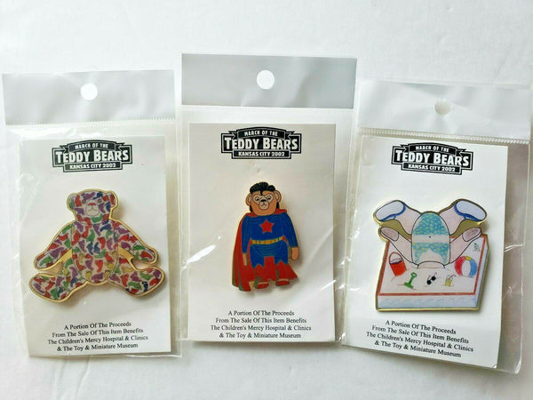 March of The Teddy Bears Kansas City 2002 Enamel Pin Set of 3