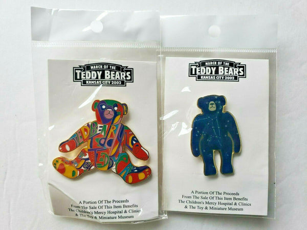 March of The Teddy Bears Kansas City 2002 Enamel Pin Set of 2