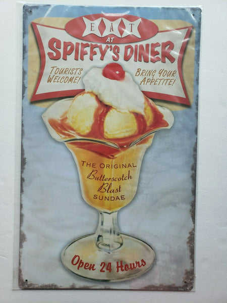 Eat at Spiffy's Diner  16 x10 Ohio Wholesale Inc.Rustic Retro Metal Signs 27933
