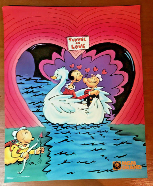 Popeye and Olive Poster Tunnel of Love MGM Grand Adventures Theme Park 1993 New