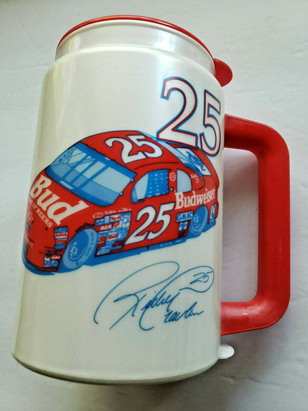 Vintage 1997 Budweiser NASCAR Rickey Craven #25 Plastic travel mug with lid U137