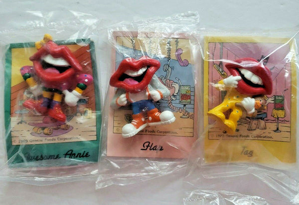 Vtg Tang Trio Lips Mouth Lot of 3 Toy 2” Figurines, Hap, Annie &Tag 1989 NEW 182