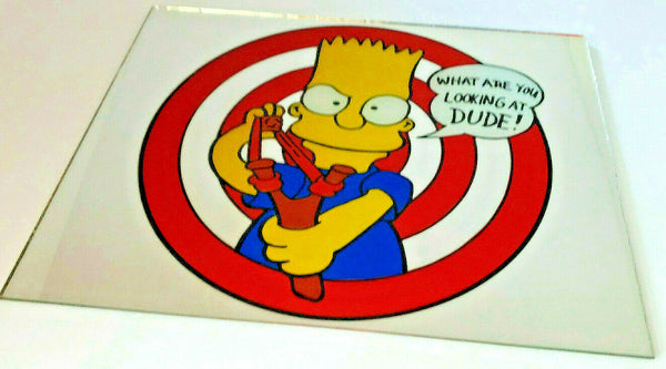 Vintage Bart Simpson What are you Looking at Dude?Carnival Mirror NOS large 6x10