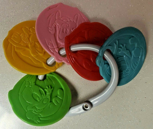 Vintage 1984 Disney Babies Teething Toy New Old Stock Key Ring 5 Colors U166