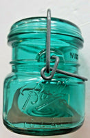 Ball Ideal Blue Green Glass Half Pint Wire Top Jar Lid Bicentennial Eagle NOS