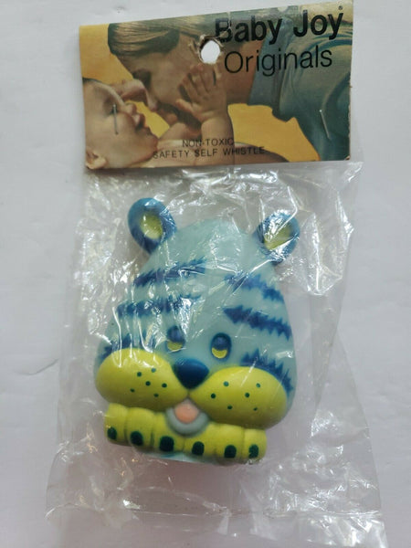 Vintage Baby Joy Originals Blue Tiger Squeeze Toy In Original Packaging NOS U147