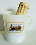 AVON White Milk Glass SHAVING Mug Train Steam Engine w/ Made Rite Shaving Brush