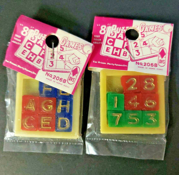 Vintage 2 Sliding Puzzle Toy Numbers&Letters Unopened Vending Machine Prize NOS