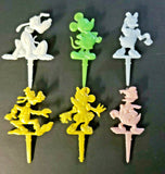 Vtg 1950 Licensed Disney Character Cake Candle Holder Toppers Lot Of 6 SKU 30