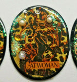 Vintage 1991 Catwoman DC Comic Metal Pendant Vending Charms Lot of 3 NewOldStock