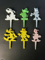 Vtg 1950 Licensed Disney Character Cake Candle Holder Toppers Lot Of 6 SKU 30