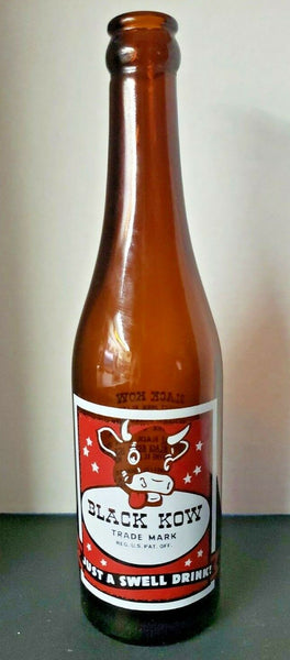 Vintage ACL Black Kow Pop Soda Bottle Columbus Ohio NOS B1-25
