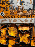 Vintage Metal Halloween Cookie Cutters Trick or Treat Cooky Cutters NOS H1