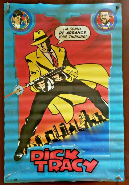 Dick Tracy Machine Gun Poster 1990 35X23 Walt Disney O.S.P.  Sealed #1683