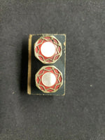 1920's Silver Tone MOP Snap Cufflinks Pale Red Celluloid Eversnap RCo NY PB75