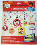 RYAN'S WORLD Birthday Party 12 Pieces Swirl Decorations - Free Shipping