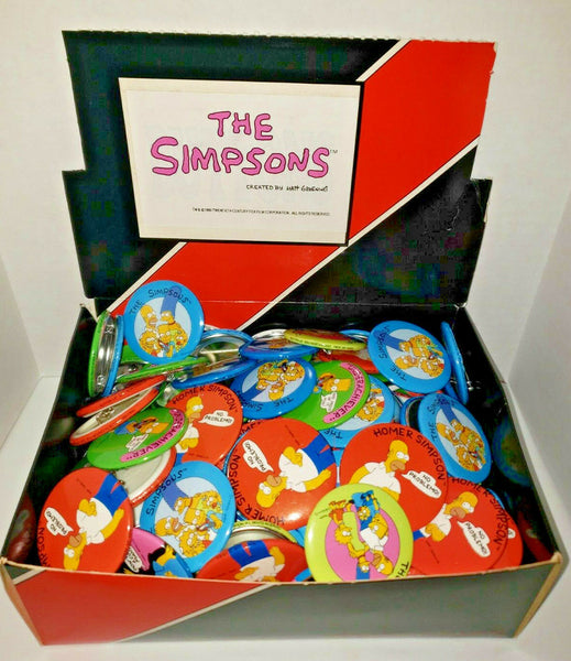 Vintage The Simpsons 120 Simpsons Pins Pinback Button Store Display NewOldStock