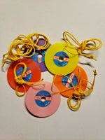 Vintage 5 Disco Records Necklace Charms Gumball Vending Machine Toy Prizes NOS