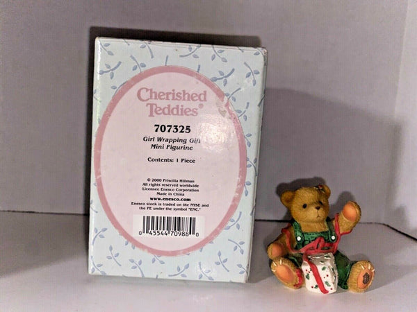 Cherished Teddies Girl Wrapping Gift Mini Figurine U8