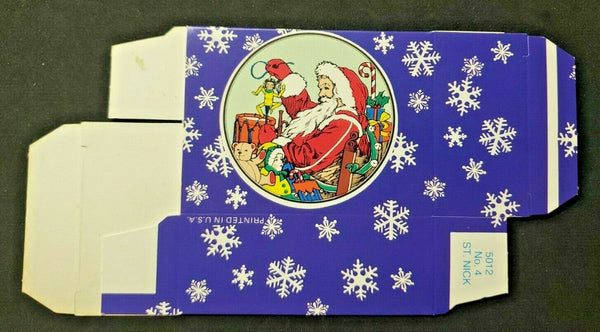 Vintage Christmas Santa Toys w/Snowflakes Handled Candy Box New Unused NOS PB24