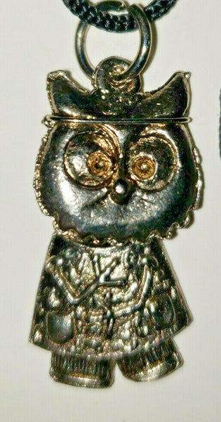 Vintage Owl Pendant long Chain Sweater Necklace Charm Jewelry Gift New Old Stock