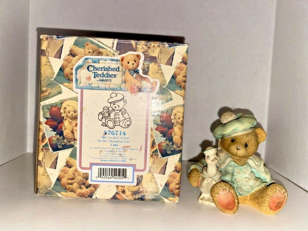 Cherished Teddies Cole "We've Got A Lot To Be Thankful For" Figurine U8