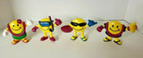 Vintage Party Vacationing Happy Face Plastic Figurines Set of 4 NOS