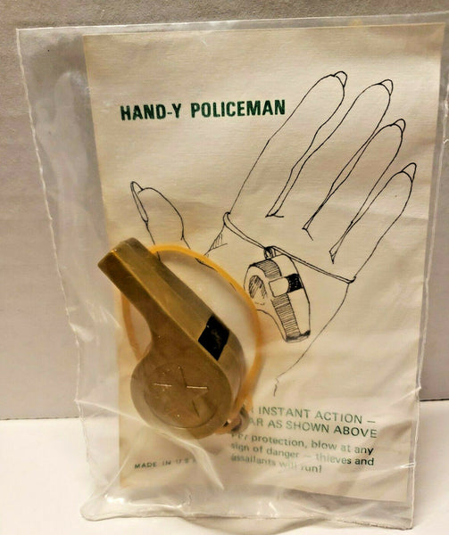 Vintage Hand-Y Policeman Whistle Dime Store In Package USA New Old Stock Sealed