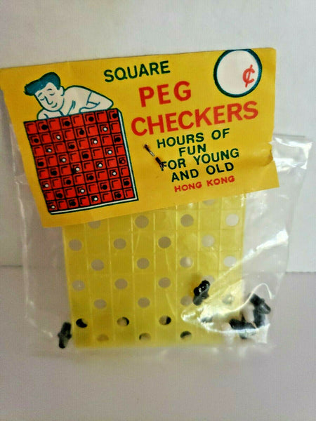 Square Peg Checkers Game Dime Store Vintage Toy Hong Kong 1960's NOS