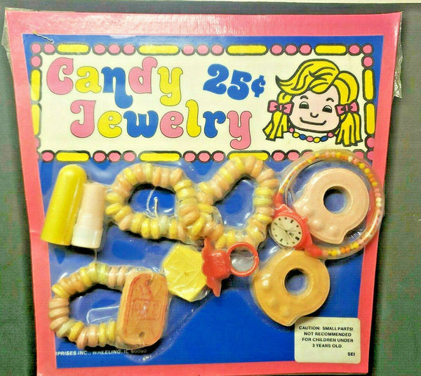 Vintage Candy Jewelry Assortment Old Gumball Vending Machine Display Card