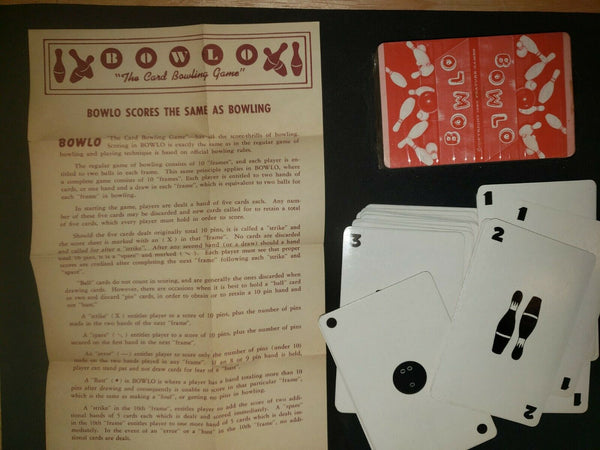 *VINTAGE 1957 BOWLO CARD GAME - W/BONUS '56-57 AMERICAN BOWLING CONGRESS PATCH*