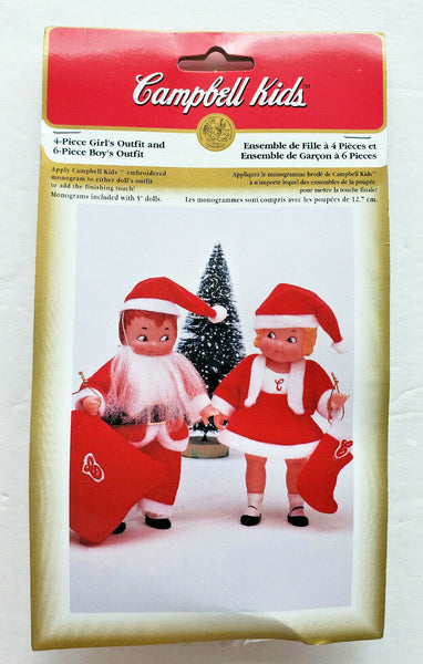 Vintage 1995 Fibre Craft Campbell Soup Kids Christmas outfits Boy and Girl U51