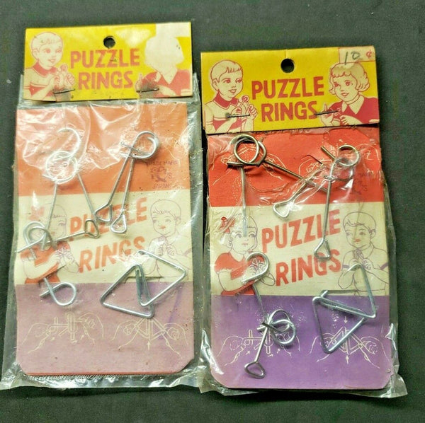 Vintage 1960's Dime Store Toy Puzzle Rings Japan Lot of 2 NOS