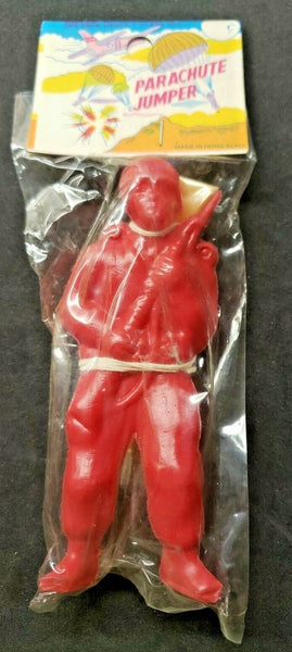 Vintage 1950's Dime Store Novelty Red Parachute Jumper Toy Hong Kong NOS
