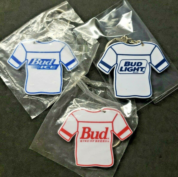 Vintage Key Chains Lot of 3 Bud King of Beers, Bud Light, & Bud Ice.  NOS