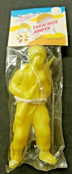 Vintage 1950's Dime Store Novelty Yellow Parachute Jumper Toy Hong Kong NOS