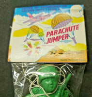 Vintage 1950's Dime Store Novelty Green Parachute Jumper Toy Hong Kong NOS