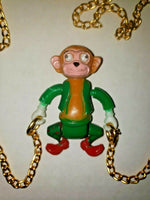 Vintage Monkey Somersault Prize Jewelry-Googly Eyes Necklace Dime store SKU124