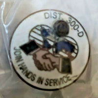 District 300-D Lions Club Join Hand in Service Lapel Pin Vtg New In Package PB40
